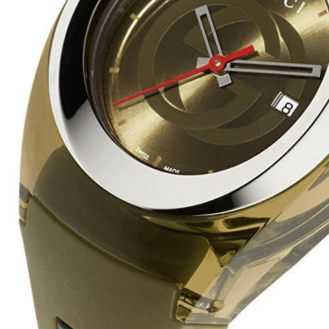  Shop Authentic Gucci Sync XXL Quartz Brown Dial Brown Leather Strap Watch For Men - YA137106 - Luxxuri