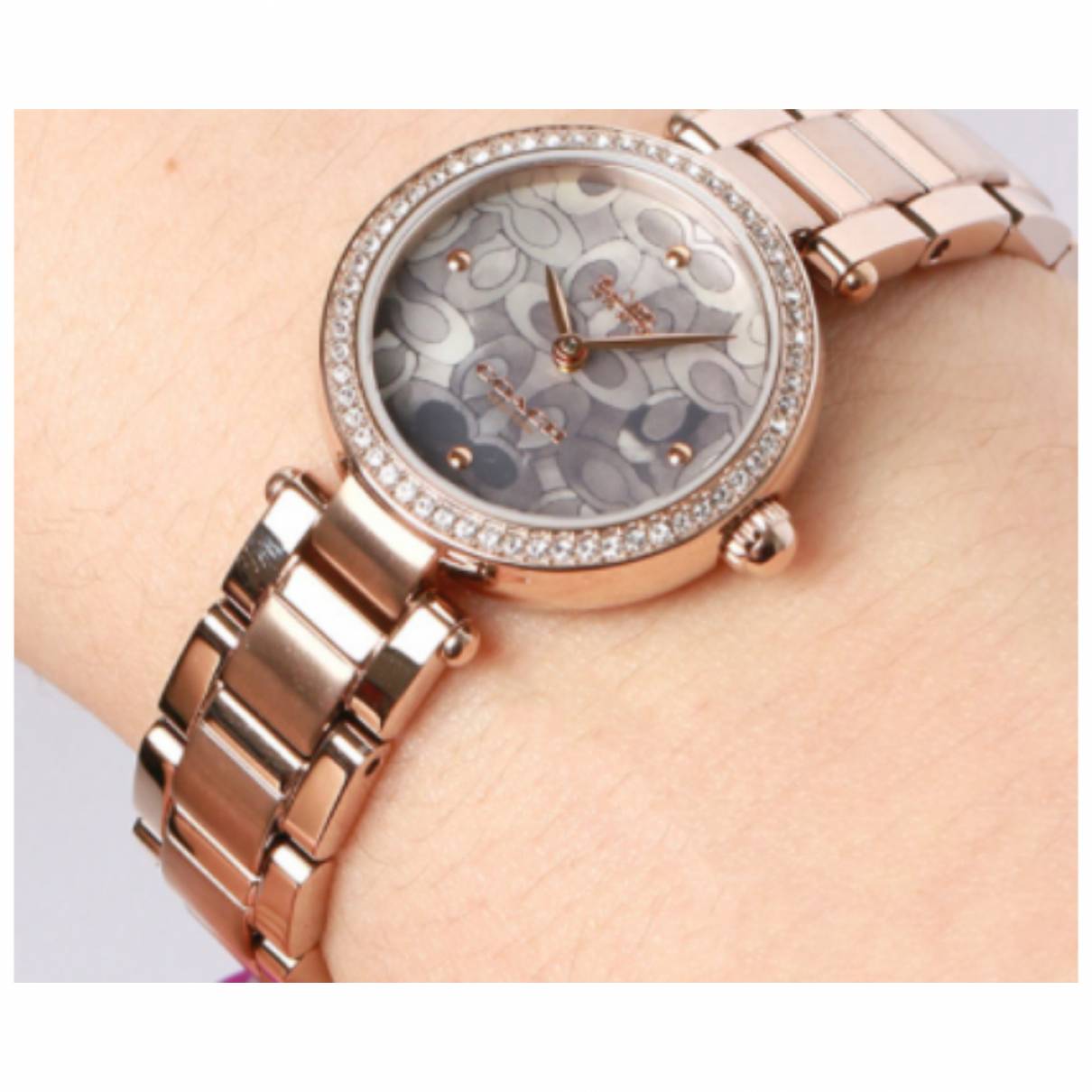 Coach Park Crystal Dial Rose Gold Steel Strap Watch for Women  - 14503226