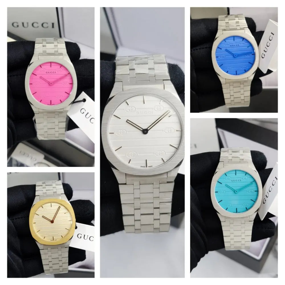  Shop Authentic Gucci 25H Quartz Turquoise Dial Silver Steel Strap Watch For Women - YA163409 - Luxxuri