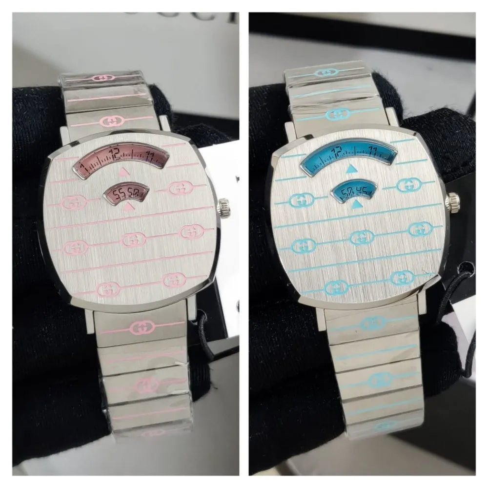  Shop Authentic Gucci Grip Quartz Silver Dial Silver Steel Strap Watch For Women - YA157438 - Luxxuri
