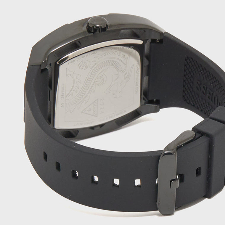 Guess Legend Analog Black Dial Black Rubber Strap Watch For Men - GW0648G1