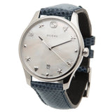  Shop Authentic Gucci G-Timeless Signature Mother of Pearl Silver Dial Blue Leather Strap Watch For Women - YA1264049 - Luxxuri