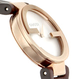  Shop Authentic Gucci G Interlocking Mother of Pearl Dial Brown Leather Strap Watch For Women - YA133516 - Luxxuri