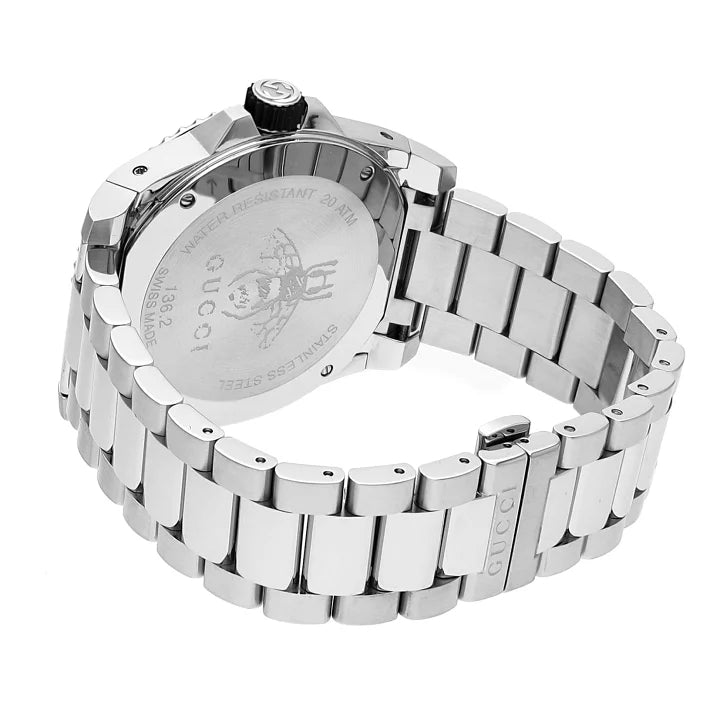  Shop Authentic Gucci Dive Quartz Black Dial Silver Steel Strap Watch For Men - YA136221 - Luxxuri