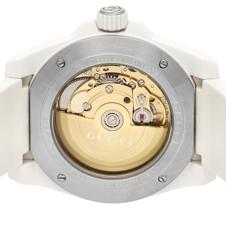  Shop Authentic Gucci Dive Automatic Transparent Dial White Rubber Strap Watch For Men - YA136343 - Luxxuri