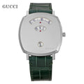  Shop Authentic Gucci Grip Quartz Silver Dial Green Leather Strap Watch For Women - YA157414 - Luxxuri