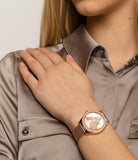  Shop Authentic Guess Tri Glitz Quartz Diamonds Rose Gold Dial Rose Gold Mesh Bracelet Watch For Women - W1142L4 - Luxxuri