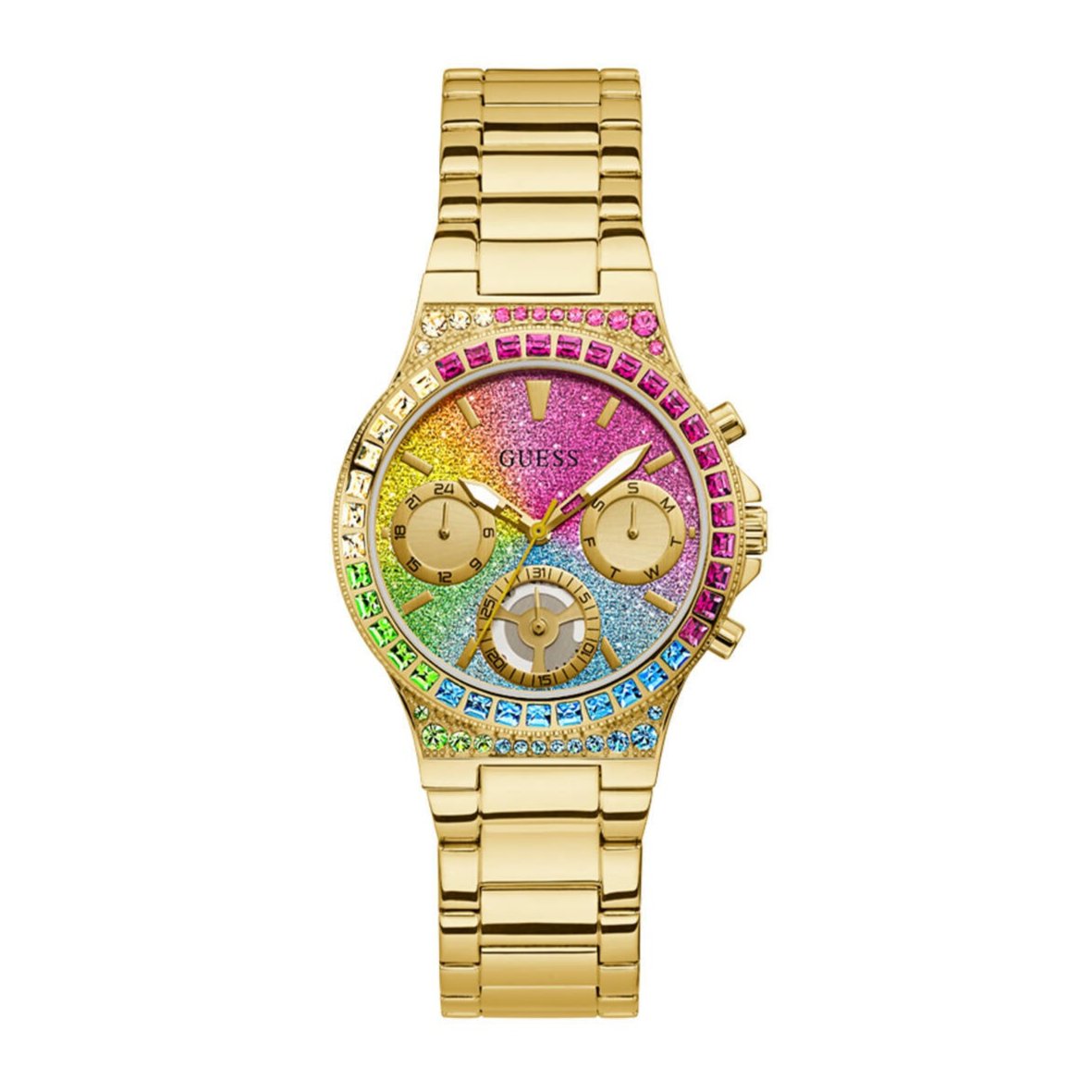  Shop Authentic Guess Sugarrush Quartz Multicolor Dial Gold Steel Strap Watch For Women - GW0258L1 - Luxxuri