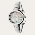  Shop Authentic Gucci Guccissima Diamonds Mother of Pearl Dial Silver Steel Strap Watch For Women - YA134303 - Luxxuri