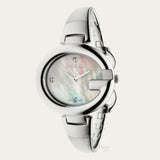  Shop Authentic Gucci Guccissima Diamonds Mother of Pearl Dial Silver Steel Strap Watch For Women - YA134303 - Luxxuri