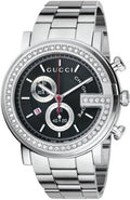  Shop Authentic Gucci G Chrono Diamonds Black Dial Silver Steel Strap Watch For Men - YA101324 - Luxxuri