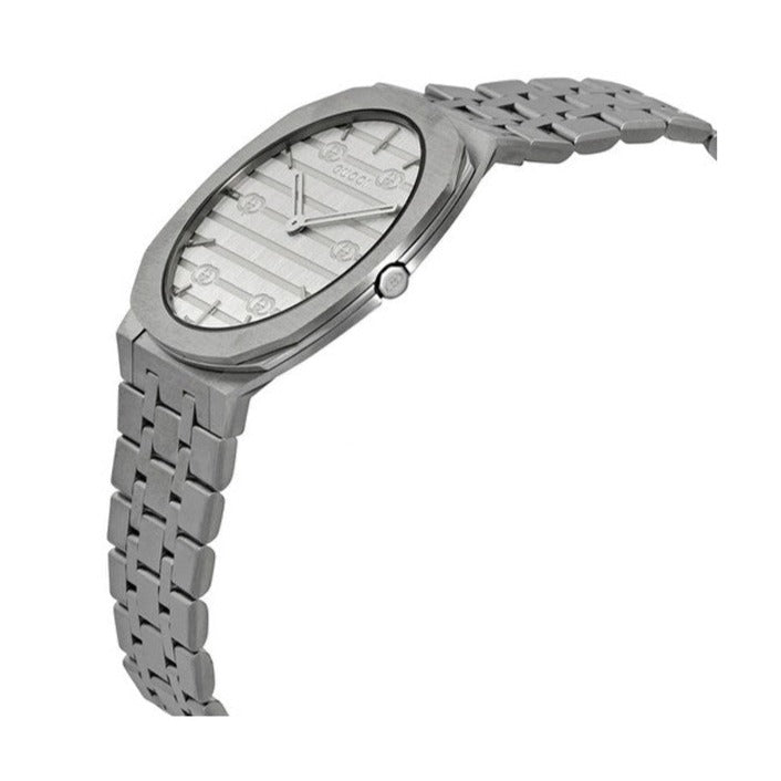  Shop Authentic Gucci 25H Quartz Silver Dial Silver Steel Strap Watch For Women - YA163402 - Luxxuri