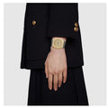 Shop Authentic Gucci 25H Quartz Gold Dial Silver Steel Strap Watch for Women - YA163403 - Luxxuri