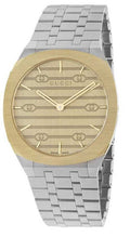  Shop Authentic Gucci 25H Quartz Gold Dial Silver Steel Strap Watch for Men - YA163405 - Luxxuri
