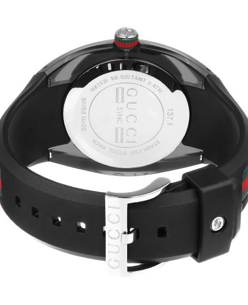  Shop Authentic Gucci Sync XXL Quartz Black Dial Black Rubber Strap Watch For Men - YA137101 - Luxxuri
