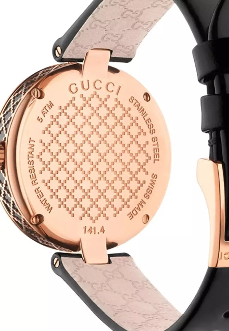  Shop Authentic Gucci Diamantissima Quartz Black Dial Black Leather Strap Watch for Women - YA141401 - Luxxuri