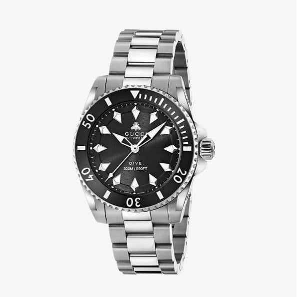  Shop Authentic Gucci Dive Automatic Black Dial Silver Steel Strap Watch for Men - YA136353 - Luxxuri