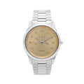  Shop Authentic Gucci G Timeless Quartz Gold Dial Silver Steel Strap Watch for Women - YA1265035 - Luxxuri