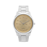 Shop Authentic Gucci G Timeless Quartz Gold Dial Silver Steel Strap Watch for Women - YA1265035 - Luxxuri