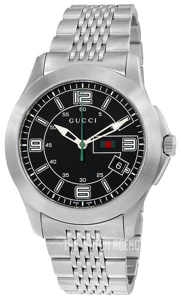  Shop Authentic Gucci G Timeless Black Dial Silver Steel Strap Watch For Men - YA126201 - Luxxuri