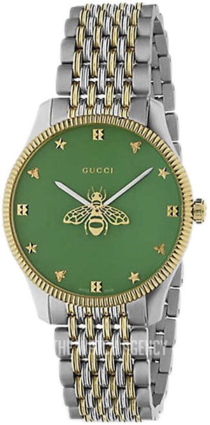  Shop Authentic Gucci G Timeless Quartz Green Dial Two Tone Steel Strap Watch For Men - YA1264182 - Luxxuri