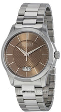  Shop Authentic Gucci G Timeless Automatic Brown Dial Silver Steel Strap Watch For Women - YA126431A - Luxxuri