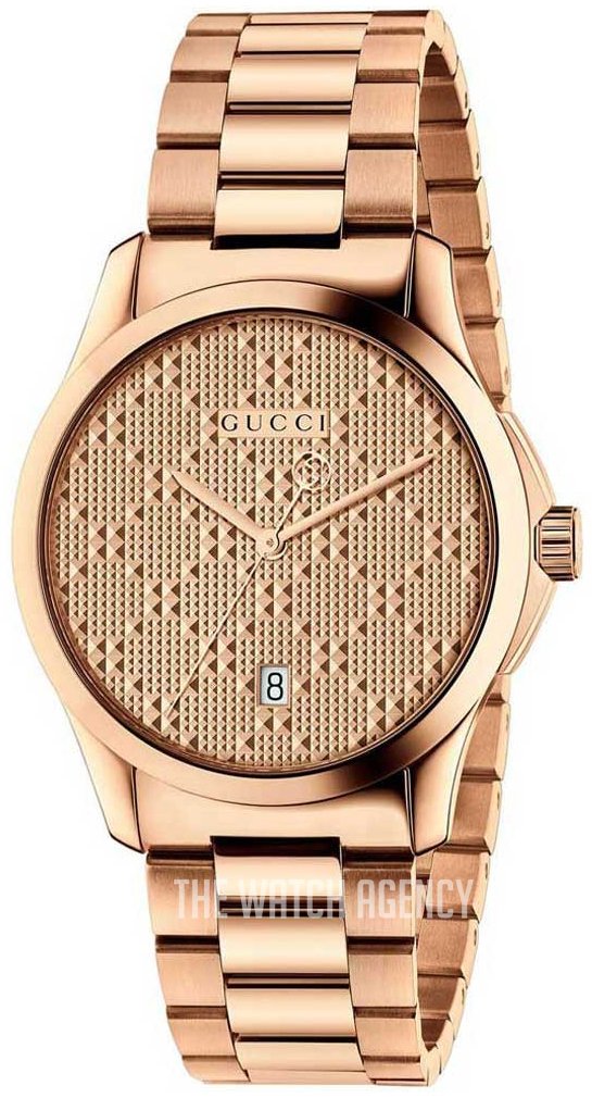  Shop Authentic Gucci G Timeless Quartz Gold Dial Gold Steel Strap Watch For Women - YA126482 - Luxxuri