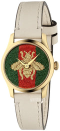  Shop Authentic Gucci G Timeless Quartz Red & Green Dial Beige Leather Strap Watch For Women - YA1265009 - Luxxuri