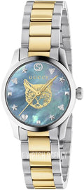  Shop Authentic Gucci G Timeless Quartz Mother of Pearl Blue Dial Two Tone Steel Strap Watch For Women - YA1265011 - Luxxuri