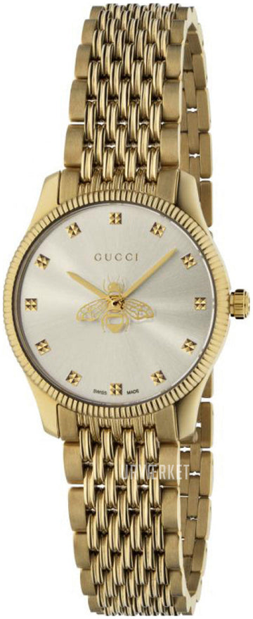  Shop Authentic Gucci G Timeless Quartz Mother of Pearl Dial Gold Steel Strap Watch For Women - YA1265021 - Luxxuri