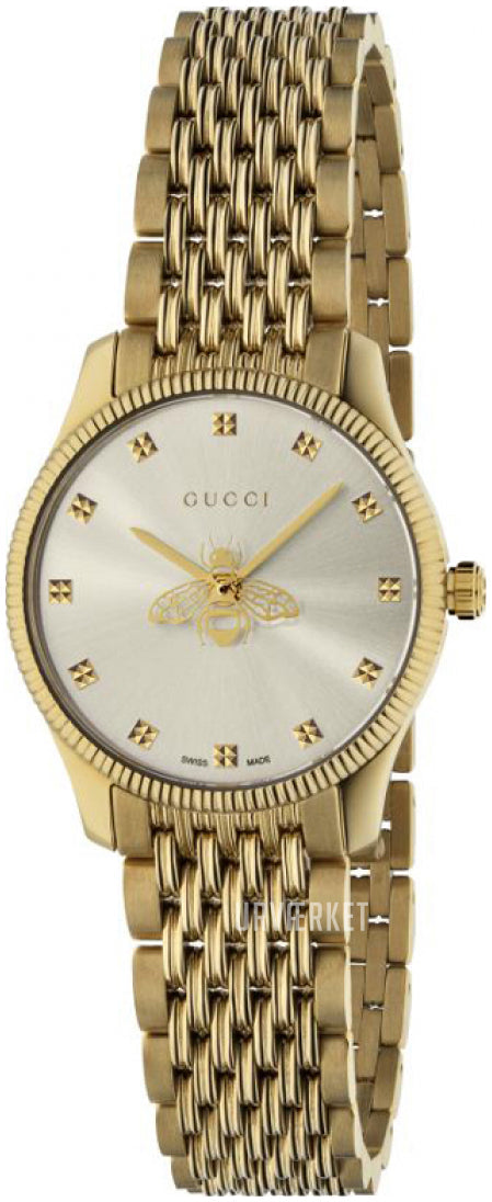  Shop Authentic Gucci G Timeless Quartz Mother of Pearl Dial Gold Steel Strap Watch For Women - YA1265021 - Luxxuri