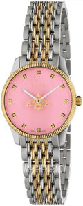  Shop Authentic Gucci G Timeless Quartz Pink Dial Two Tone Steel Strap Watch For Women - YA1265030 - Luxxuri