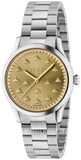  Shop Authentic Gucci G Timeless Quartz Gold Dial Silver Steel Strap Watch for Women - YA1265035 - Luxxuri