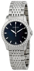  Shop Authentic Gucci G Timeless Diamonds Mother of Pearl Black Dial Silver Mesh Bracelet Watch For Women - YA126507 - Luxxuri