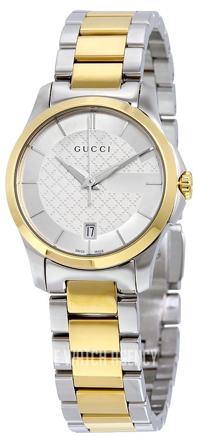  Shop Authentic Gucci G Timeless Quartz Silver Dial Two Tone Steel Strap Watch For Women - YA126531 - Luxxuri