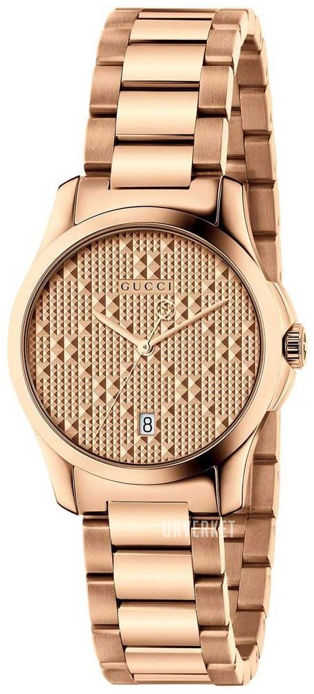  Shop Authentic Gucci G Timeless Quartz Rose Gold Dial Rose Gold Steel Strap Watch For Women - YA126567 - Luxxuri