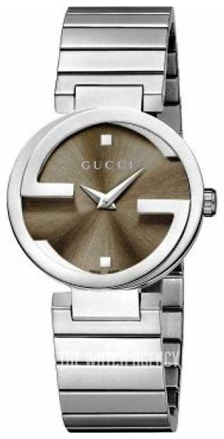  Shop Authentic Gucci Interlocking G Brown Dial Silver Steel Strap Watch For Women - YA133506 - Luxxuri