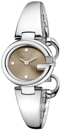  Shop Authentic Gucci Guccissima Quartz Diamonds Brown Dial Silver Steel Strap Watch For Women - YA134503 - Luxxuri