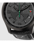  Shop Authentic Gucci G Timeless Quartz Chronograph Black Dial Black Leather Strap Watch For Men - YA126244 - Luxxuri