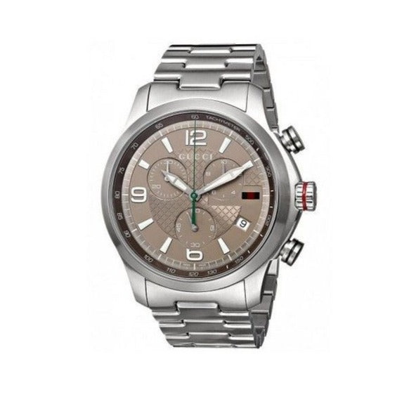  Shop Authentic Gucci G Timeless Brown Dial Silver Steel Strap Watch For Men - YA126248 - Luxxuri