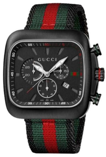  Shop Authentic Gucci Coupe Chronograph Quartz Black Two Tone NATO Strap Watch For Men - YA131202 - Luxxuri