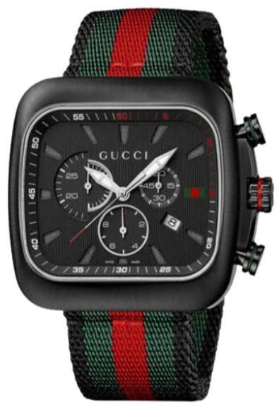  Shop Authentic Gucci Coupe Chronograph Quartz Black Two Tone NATO Strap Watch For Men - YA131202 - Luxxuri