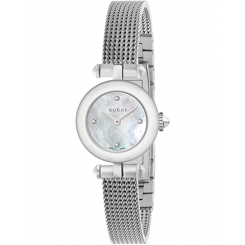  Shop Authentic Gucci Diamantissima Diamonds Mother of Pearl Dial Silver Mesh Bracelet Watch for Women - YA141512 - Luxxuri
