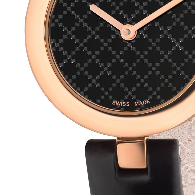  Shop Authentic Gucci Diamantissima Quartz Black Dial Black Leather Strap Watch for Women - YA141501 - Luxxuri