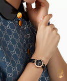  Shop Authentic Gucci Diamantissima Quartz Black Dial Black Leather Strap Watch for Women - YA141501 - Luxxuri