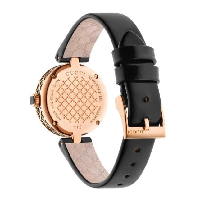  Shop Authentic Gucci Diamantissima Quartz Black Dial Black Leather Strap Watch for Women - YA141501 - Luxxuri