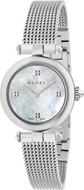  Shop Authentic Gucci Diamantissima Quartz Diamonds Mother of Pearl Dial Silver Mesh Bracelet Watch for Women - YA141504 - Luxxuri