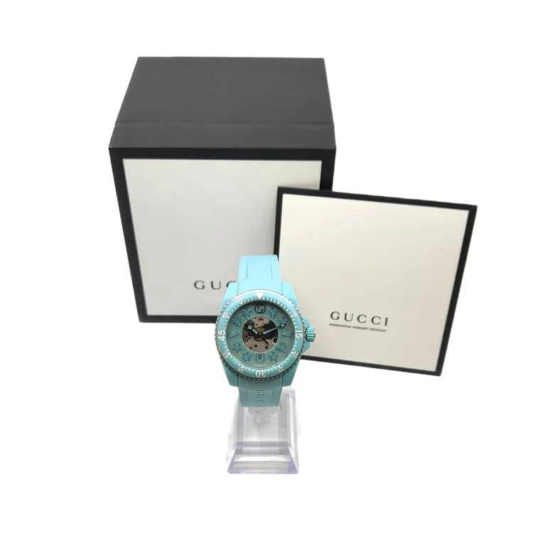  Shop Authentic Gucci Dive Automatic Green Dial Green Rubber Strap Unisex Watch - YA136344 - Luxxuri
