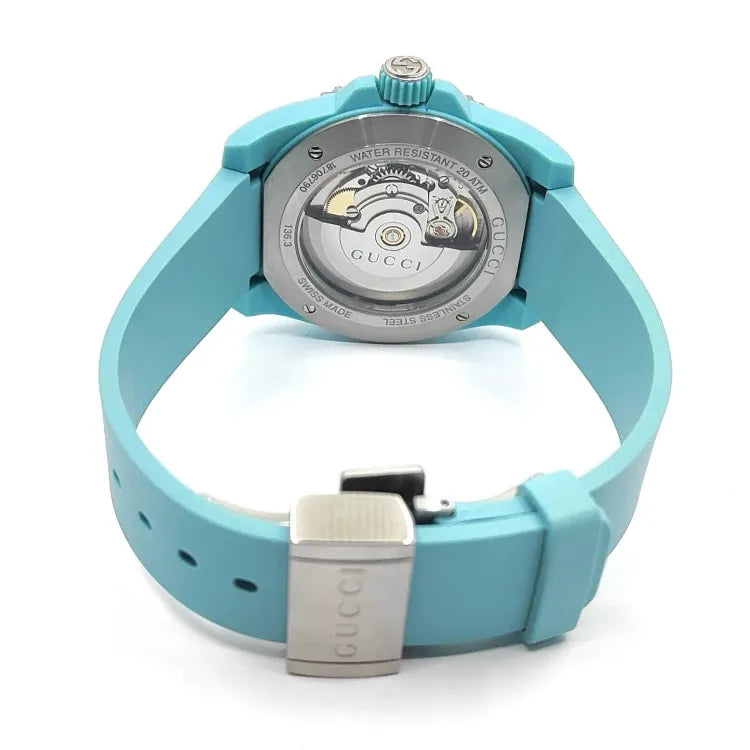  Shop Authentic Gucci Dive Automatic Green Dial Green Rubber Strap Unisex Watch - YA136344 - Luxxuri