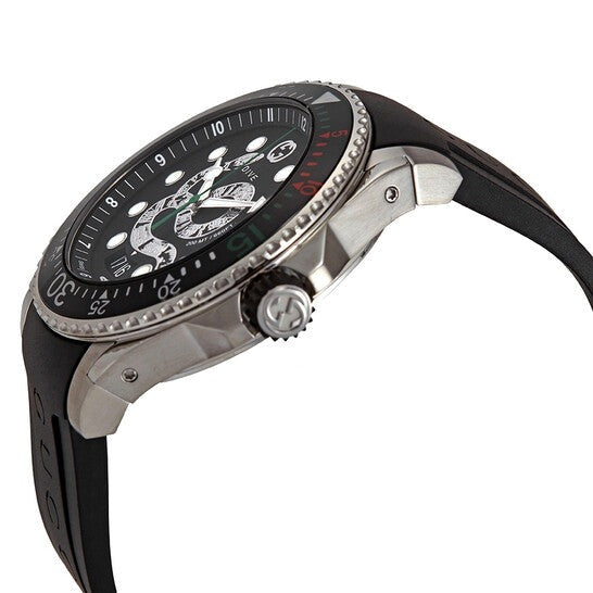  Shop Authentic Gucci Dive Quartz Kingsnake Black Dial Black Rubber Strap Watch For Men - YA136217 - Luxxuri